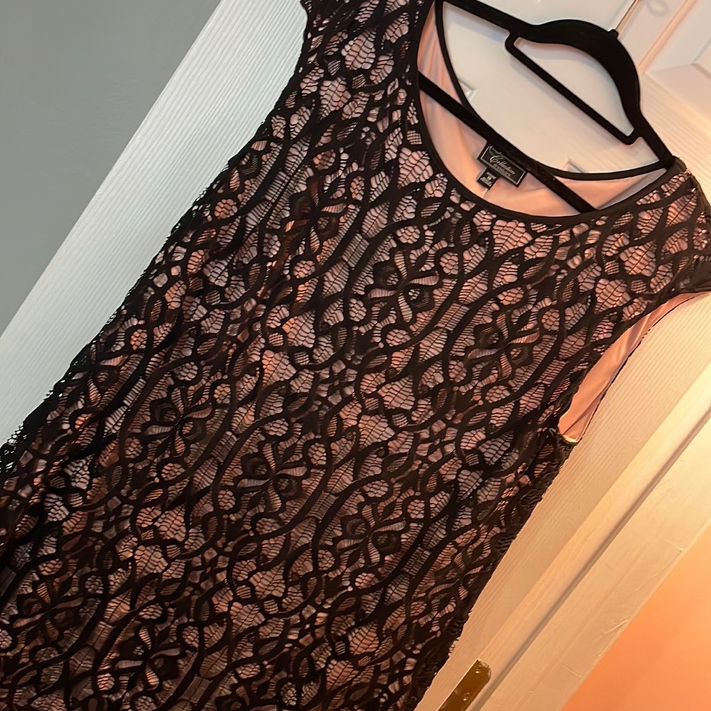 Pink with balcony lace knees length dress